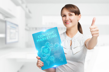 The concept of business, technology, the Internet and the network. A young entrepreneur working on...