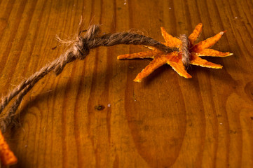 Christmas decorations hand made from tangerine peel