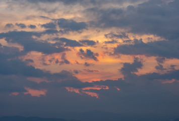 Sunrise the morning light through the clouds.