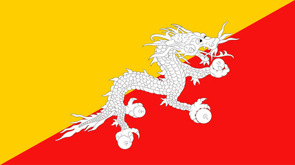 Vector of amazing Bhutan flag. Nationals flags of world country turning