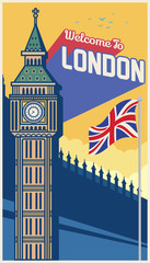 Fototapeta na wymiar big ben london landmark with greeting word