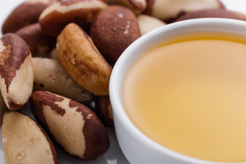 brazil nut on a white acrylic background