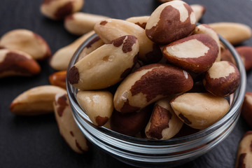 brazil nut on a dark stone background