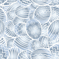 Seamless vector pattern with hand drawing eggs. Easter holiday background of doodle holiday symbol.
