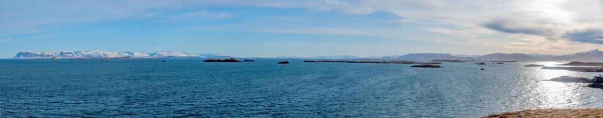 Seascape view at Stykkisholmur lighthouse hill, Iceland