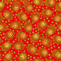 Fototapeta premium Seamless vector pattern with hand drawing eggs. Easter holiday background of doodle holiday symbol.