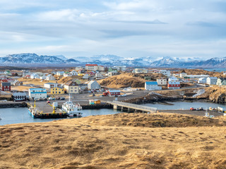 Stykkisholmur harbor with ships, Iceland