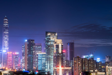 Fototapeta na wymiar Shenzhen City Skyline and Architectural Landscape Nightscape..