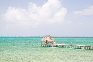 Wooden pier house, Caye Caulker, Belize, Caribbean