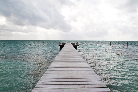 Wooden pier, Caye Caulker, Belize, Caribbean