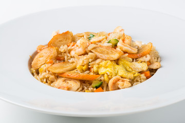 White ceramic plate with asian food