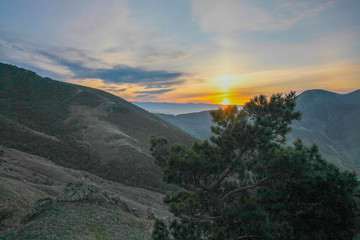 sunset in mountains