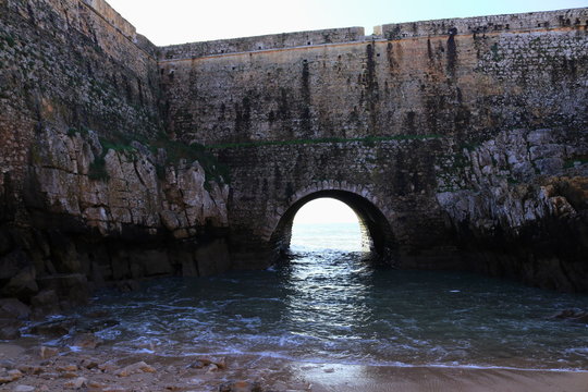Small beach in Peniche Fortress, former prision