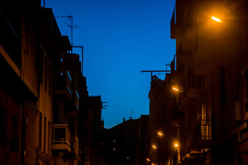 City view at night of Barcelona, Spain. Barcelona is a city located in the east coast of Spain.