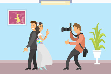 Wedding Photo Session of Newlyweds by Photographer