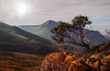 sunset in the mountains