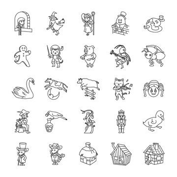 Fairy Tale II outlines vector icons