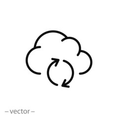 backup, cloud with arrows rotation, vector icon