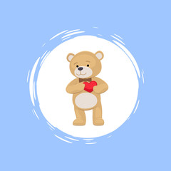 Teddy Bear with Heart in Paws Cartoon Vector Icon