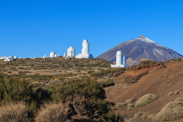 Teide Observatory near Teide volcano at summer season, day time