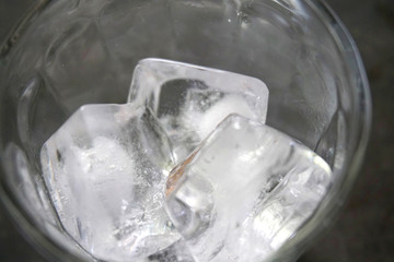 Beautiful ice cube inside glass 
