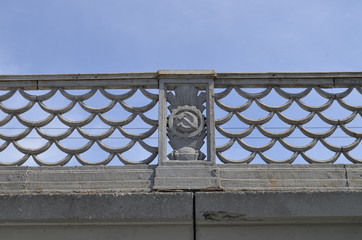 Element of soviet bridge decoration in Kaliningrad, Russia