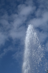 fountain in the sky,sky, water, blue, clouds, fountain,geysir, day,