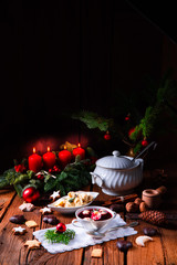 Christmas beetroot soup- borscht with small dumplings