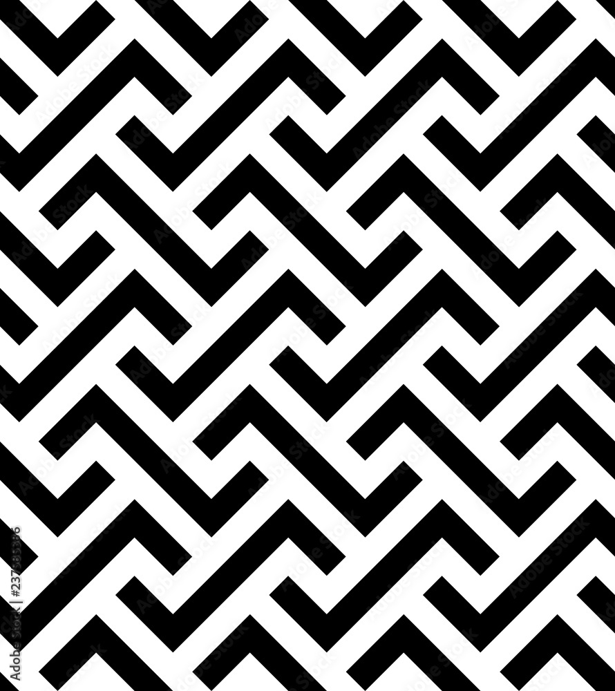 Wall mural vector seamless texture. modern geometric background. monochrome repeating pattern with broken lines