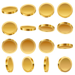 Gold Coins Set Isolated on White Background