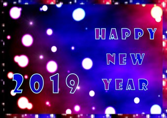 Abstraction with the wish of a happy new year and the number of the year 2019