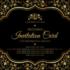 Invitation card - luxury black and gold vector design