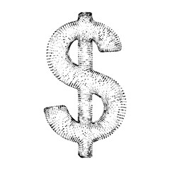 Dollar sign. Wireframe low poly mesh vector illustration. Money, rich, business concept