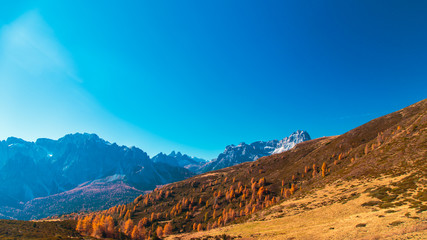 Autumn trekking in the alpine Pusteria valley