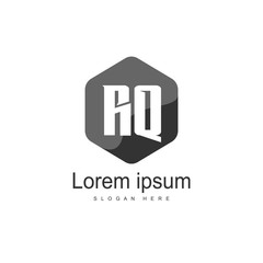 Initial RQ Logo Template. Minimalist letter logo design
