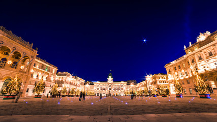 The square of Trieste during Christmas time