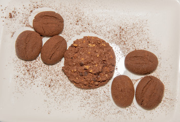 chocolate chip cookies on white background