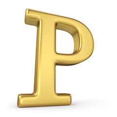 Gold Letter P Isolated on White