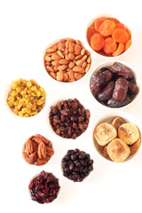 Mix of dried fruits and nuts - symbols of judaic holiday Tu Bishvat