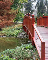 Small Red Wooden Bridge