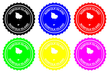 Norfolk Island - rubber stamp - vector, Territory of Norfolk Island map pattern - sticker - black, blue, green, yellow, purple and red