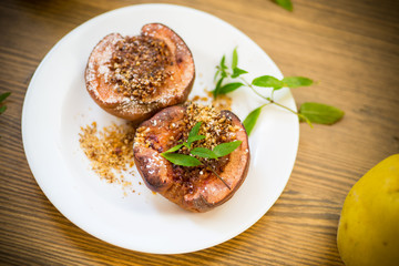 sweet ripe quince baked with walnuts and honey
