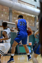 Young high school athletes making great basketball plays during a game