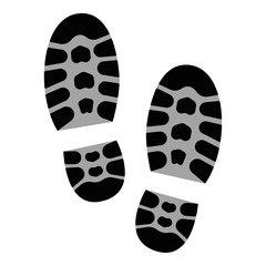 Men's boot track, Male footprint, black boot trace. Vector illustration.