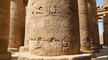 Karnak Temple in Luxor, Egypt. The Karnak Temple Complex, commonly known as Karnak, comprises a...