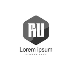 Initial RU Logo Template. Minimalist letter logo design