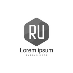 Initial RU Logo Template. Minimalist letter logo design