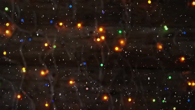 Video composition with snow over   lights on desk