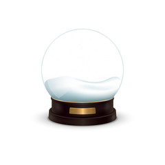 Snow globe. Winter realistic snow globe with snow. Decoration for Christmas and New Year.