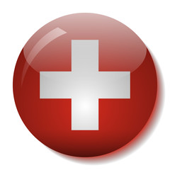Swiss flag glass button vector illustration